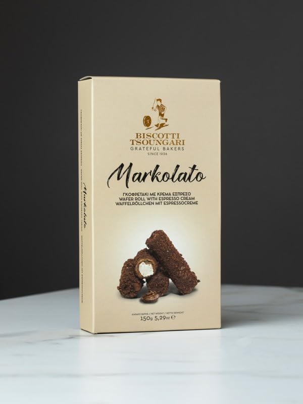Biscotti Tsoungari Markolato Wafer Roll con Crema de Espresso 150g miniatura 3