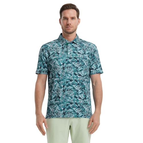 Image of Golf Shirts for Men Dry Fit Short Sleeve Print Performance Moisture Wicking Polo Shirt