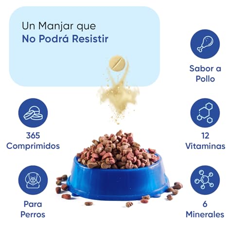Multivitaminas y Minerales para Perros - 365 Comprimidos, 18 Vitaminas para Apoyo Inmunológico, Piel, Pelo y Articulaciones - Ideal para Todas Las Razas y Tamaños, Mayores y Cachorros - imagen 11