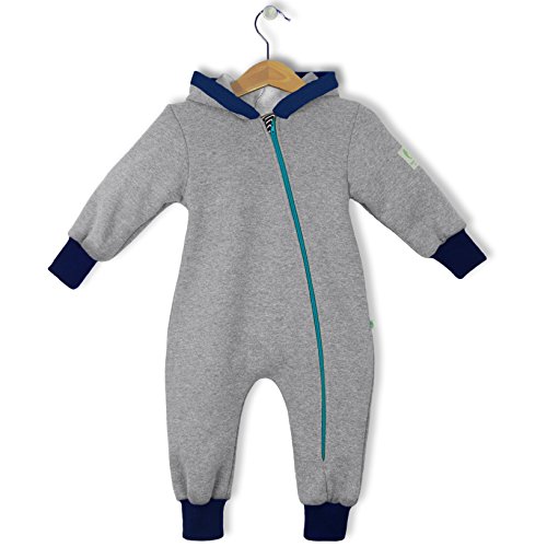 bubble.kid berlin - Made in Germany - Unisex Baby Mädchen Jungen Overall u0096 weicher Sweatshirt, Addo (86-92, Dark Melange)