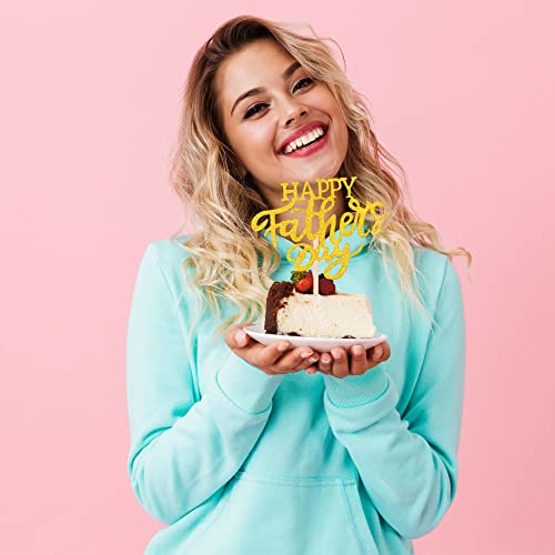Rcanedny 96 Pcs Happy Fathers Day Cake Topper Glitter Father's Day Cupcake Decorative Picks For Happy Father's Day Party Cake Supplies #TOP2