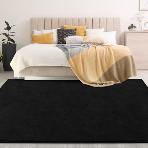 Tapete decorativo negro moderno 4x6 pies ultra suave miniatura 7