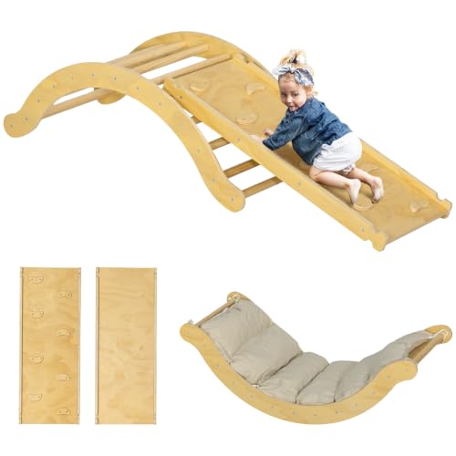 AIYAPLAY 4-in-1 Montessori Kletterger&uuml;st f&uuml;r Kinder 1,5-4 Jahre Naturholz