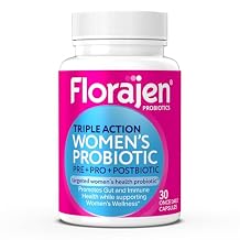 Florajen Womens Complete Triple-Action Prebiotic + Probiotic + Postbiotic for Digestive & Immune Support - Fast-Acting Relief from Constipation & Bloating - Gluten-Free - Vegan - Non-GMO - 30-Count