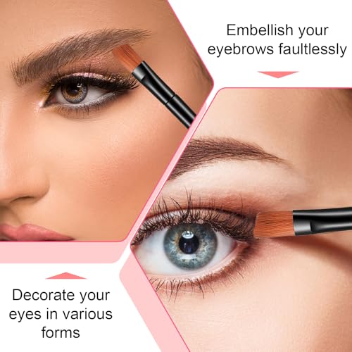 LXUEJIE 50 Pcs Angled Eyebrow Brush, Black Disposable Eyebrow Tint Brush, Eyeliner Brow Tint Brushes, Eye Shadow Applicator Sticks Disposable Makeup Brushes, Professional Esthetician Supplies