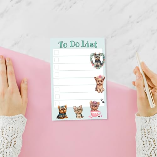 Image of DAILY RITMO Yorkshire Terrier Sticky to Do List Notepad - Cute Kawaii Yorkie Gift for Dog Lovers Women | Office School Supply Sticky Notes 4 inchx6 inch 50 Pages