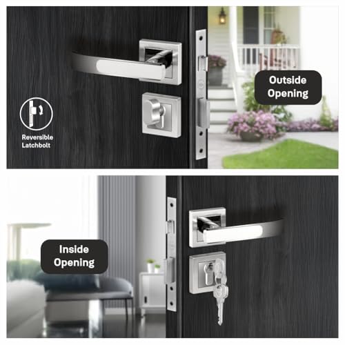 Image of Yale YECM-603-OR-TT-SS /CP Mortise Door Lock for Bedroom /Home /Office /Hotel Suitable for Left /Right Handed Doors | Rose & Escutcheons with Thumb Turn, 3 Keys Cylinder and Lock Body (Satin Steel)