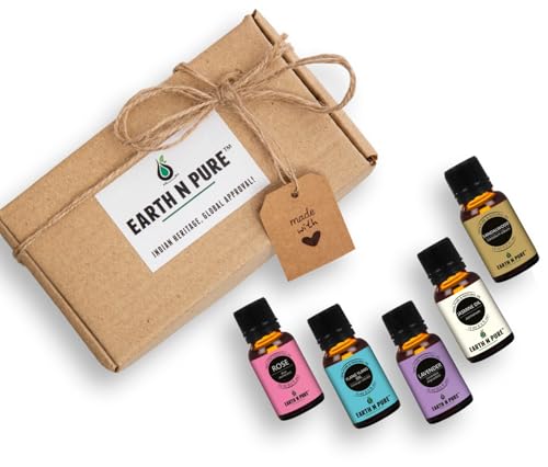 Image of Earth N Pure Lavender Oil, Sandalwood Oil, Jasmine Oil, Rose Oil and Ylang Ylang Oil Pack of 5 - 15 ml each