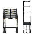 Telescopic Ladder, 10.5FT RIKADE Aluminum Telescoping Ladder with Non-Slip Feet, Portable Extension Ladder for Household and Outdoor Working, 330lb Capacity (3.2m/10.5FT) Black