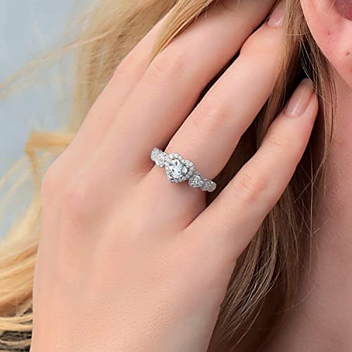Gem Stone King 6MM Heart Shape Engagement Ring For Women | 925 Sterling Silver | Gemstone Birthstone | Wedding Engagement Anniversary Promise Ring | Available In Size 5, 6, 7, 8, 94