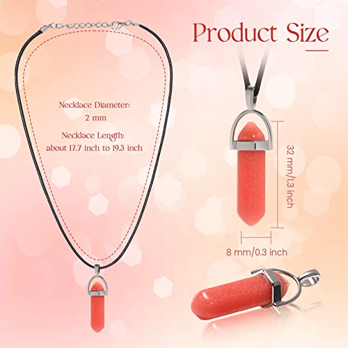 TXIN Glow in the Dark Crystal Pendant Necklaces, Luminous Natural Quartz Stone, Fluorescent Hexagonal Stone, Glowing Moonstone with Black Leather Chain, 10 Colors2