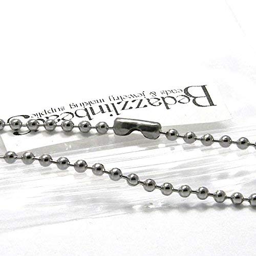 5 Surgical 304 Stainless Steel 2.4mm Round Military Dog Tag Ball Chain Necklaces