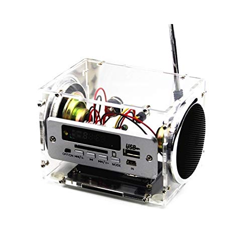 バッテリーチャージャー付き多機能ミニ電子透明なステレオスピーカーボックスキットサウンドアンプ 音響機器 プロ用サブウーファー (Color : Transparent)