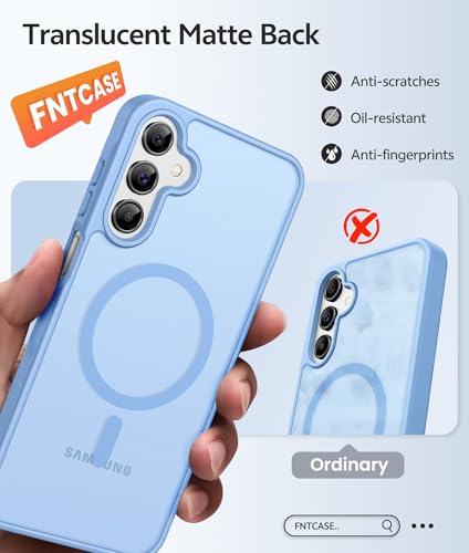 Image of FNTCASE for Galaxy A15 5G Phone Case: [Compatible with Magsafe] [Screen Protector] Matte Translucent Military-Grade Protection for Samsung A15 Cover - Light Blue