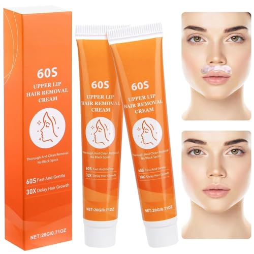 50% off - Vibbang 2 Stück Gesichtshaarentfernungscreme, Oberlippenhaarentfernung, Wirksame Enthaarungscreme für Gesicht, Schmerzfreie, Hair Removal Cream For Women Man, Hydrating(B)