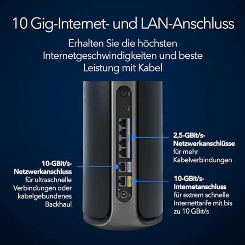 NETGEAR Orbi 970-Serie (RBE972SB) Quad-Band WiFi 7-Mesh-System Black Edition: Router, 1 Satelliten-Repeater, Sicherheitsfunktionen, max. 27 GBit/s, f&uuml;r 440 m2, 200 Ger&auml;te, 10-Gig-Internetanschluss