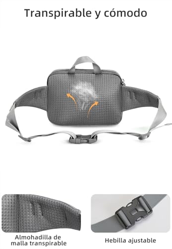 buffup® Riñonera Deportiva con Portabotellas – Ideal para Senderismo, Correr, Ciclismo, Escalada y Camping (Negro) - imagen 4