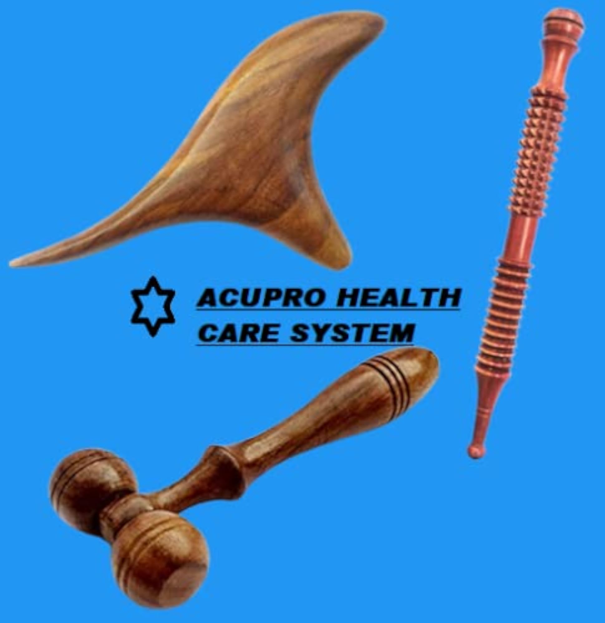 Gua Sha Massager, Facial Roller & Sujok Jimmy Wooden Set