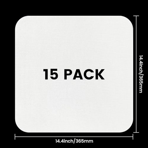 15 Pack Silicone Dehydrator Sheets,Non-stick Food Fruit Dehydrator Mats Reusable Steamer Mesh Mat for Fruit Dryer Liner,Silicone Trays(14.4 x 14.4 inch)