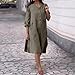 Maternity Dress Long Sleeve Women's Midi Dress Spring Outfits for Women 2026 Plus Size Fashion Button Down Crewneck 1/7 Sleeve Linen Clothes Army Green