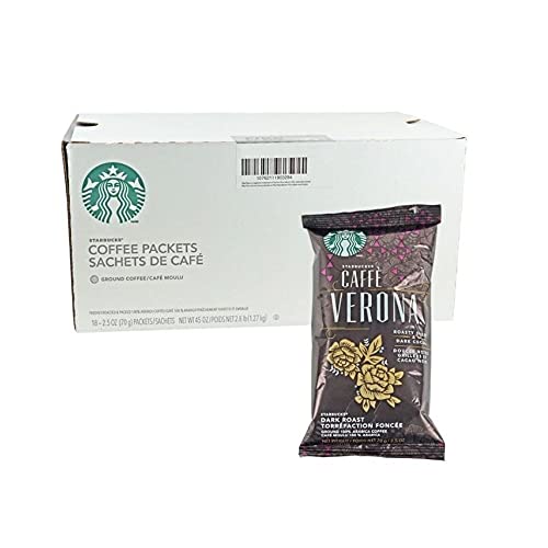 Image of Starbucks SBK11018192 Drip-Brewing Single Pot Portions Caffe Verona Ground Coffee Packets, Dark Roast (Pack of 18)