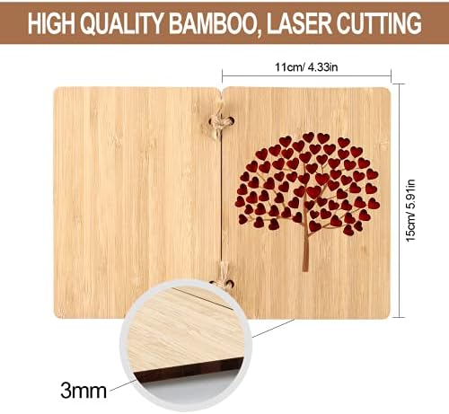 Wood Card, Bamboo Card, Handmade Real Bamboo, Advanced Bamboo Wooden Greeting Card with Envelope, Suitable for Valentine's Day, Anniversary, Birthday (Tree)