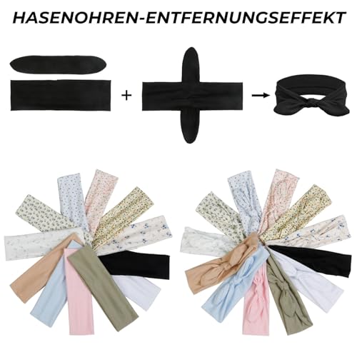 Image of 12 Pack Wild Floral Bow Headbands for Women Elastic Headwraps Hair Band Yoga Running Sports Knotted Headband Stretchy Rabbit Ears Turban Fashion Sport Cute Hair Accessories(Elastic Floral Hairbands)