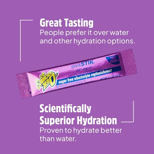 Image of Sqwincher Qwik Stik Zero Single Serve, 0.11 oz Packs, 20 oz Yield, Grape, 50 /Bag - 1 Each