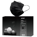 Lot de 50 + 1 Masque Noir Chirurgical médical jetable en Noir Masque de Protection Type I EN14683-2019, BFE≥95%, 3 Plis