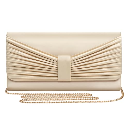 Image of UBAYMAX Satin Clutch Purses for Women Formal Elegant Evening Bag Handbags | Dressy Envelope Clutch Bag Small Elegant Crossbody Bag with Detachable Chain for Wedding Party Cocktail Prom Engagement