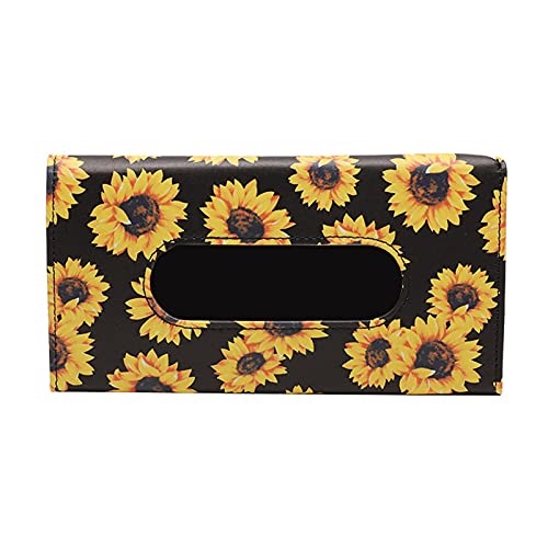 FDKJOK Porte-mouchoirs universel compact en cuir synthétique pour pare-soleil de voiture Motif tournesol Cover