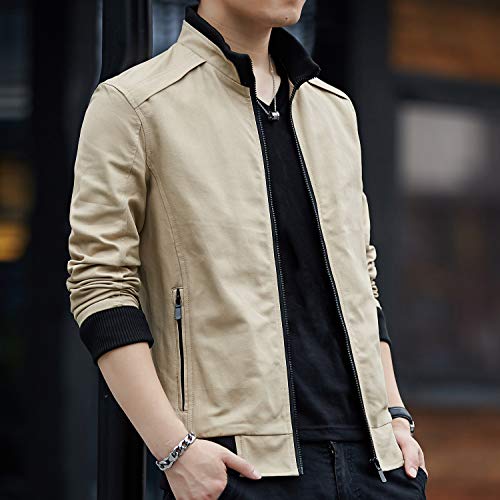 Womleys Mens Casual Windbreaker Outerwear Slim Fit Cotton Lightweight Jackets (Large, Khaki) #TOP1