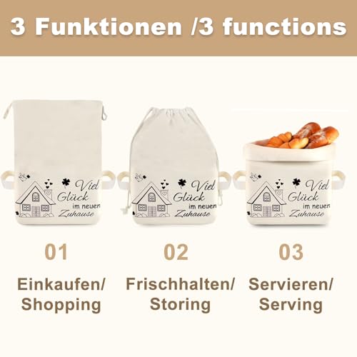 Johiux Groß Brotkorb Einzugsgeschenk für Viele schöne schöne Momente IM NEUEN ZUHAUSE, Brötchenkorb als Richtfest Geschenk,Einweihungsgeschenk,Umzug in ein Neues Zuhause,Neue Wohnung