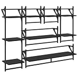 Vopese Wandregal-Set 6 pcs Schwarz Eichen-Optik 100 x 25 x 30 cm Regal Model882840