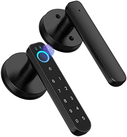 Fingerprint Door Lock, Smart Code biometric Door Lock，with passcode keypad keyless Entry Door Handle，for Bedroom Home Hotel Office Apartment Blac