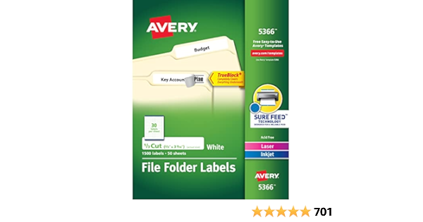 Amazon.com: Avery File Folder Labels for Laser and Ink Jet ...