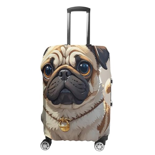 Cartoon Pug Printed Luggage Cover Protector, Fits 18-32 Inch Luggage