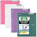 Five Star 2 Pocket Folders, Stay-Put Tabs, Binder Folders with Pockets, Fits 3 Ring Binder, Plastic, Teal, White, Purple, Lime, 4 Pack (38065)