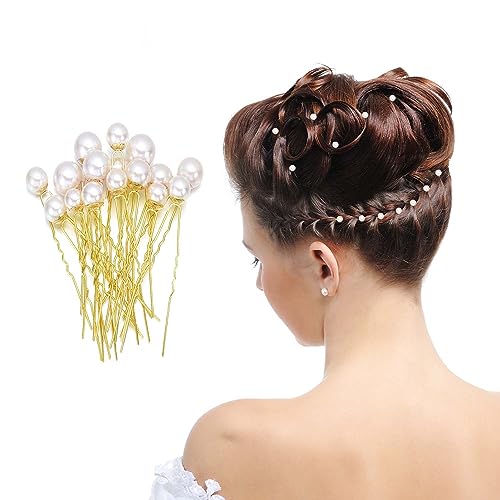 TEMPERIA Pearl Hair Accessories for Women & Girls – Stylish Decoration Pearls Hair Clip U Pins for Bride Hairstyle – For Wedding/Parties (12pcs)