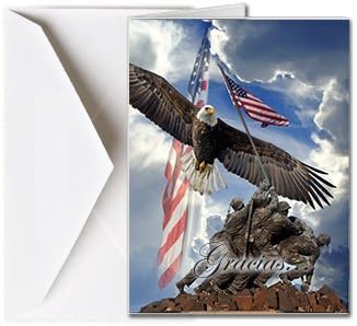 Funeral Memorial Service Thank You Cards with Envelopes (25 Count) FTKC1152 Veteran (Blank - You print your own verse)