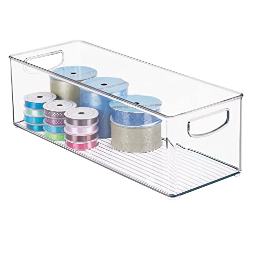 Mdesign Plastic Art Supply Basket Storage Container Holder, Long Organizer Bins With Handles - For Home, Kitchen, Pantry Cabinet Organization - Holds Markers, Craft Sets - 2 Pack - Clear #TOP7
