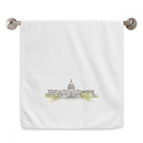 Serviette moelleuse Capitole des États-Unis blanche 33x74 cm