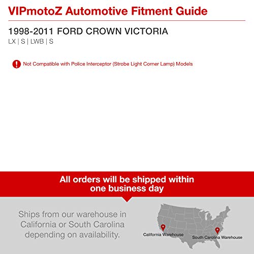 Vipmotoz Chrome Housing Oe-Style Headlight & Turn Signal Side Marker Lamp Assembly For 1998-2011 Ford Crown Victoria, Driver & Passenger Side #TOP5