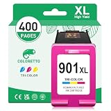 COLORETTO 901XL Tricolor Cartucho de Tinta Remanufacturado para HP 901 XL para Officejet 4500 J4580 J4680 J4550 J4585 J4624 J4660 J4680c J4860 G510 G510n Impresoras