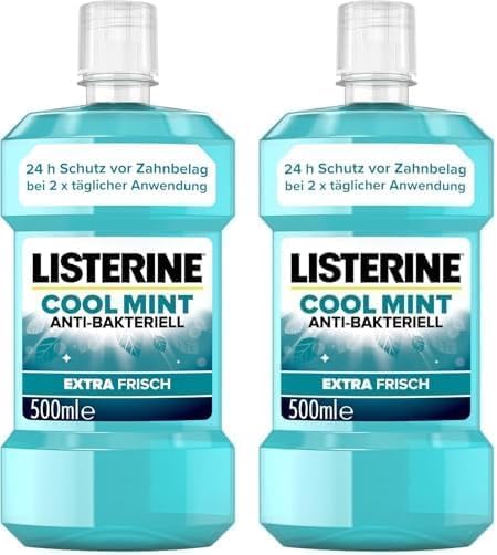 LISTERINE Cool Mint (500 ml), antibakterielle Mundspülung mit ätherischen Ölen & Minzgeschmack, Mundwasser bekämpft wirksam Bakterien im Mundraum, perfekte Ergänzung zur täglichen Zahnpflege