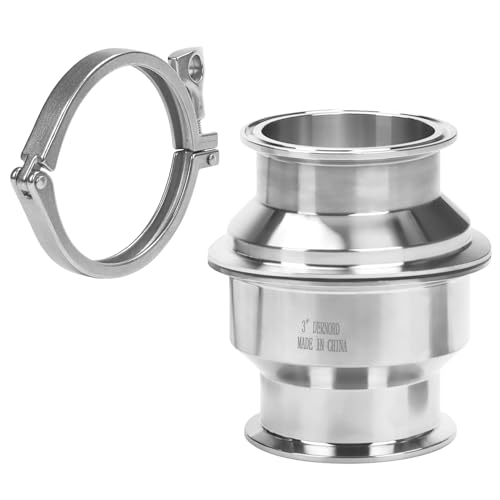 DERNORD Sanitary Check Valve - One Way Flow - 3" Tri Clamp Style, Stainless Steel 304, FKM Gasket