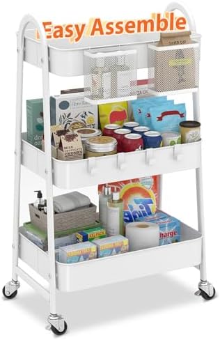 Sekey 3 Tier Rolling Cart, Hanging Cups, Hook...