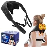 SORUDEL Neck Massager Roller with Heat Shiatsu Deep Tissue Kneading Massager Neck and Back Massager Gift for Mom Dad Christmas Black