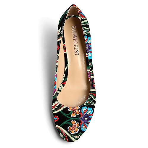 SHOWFOREST Womens Work Dress Round Toe Patent Slip On Kitten Mid Heel Pumps Shoes 2.5 Inch3