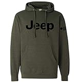 Mens Jeep Text Champion Originals Hoodie - Olive Heather, by Detroit Shirt Company (Small)